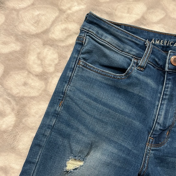 American Eagle Super Stretch Hi Rise Jegging Jeans Distressed Size 6 - Picture 3 of 14